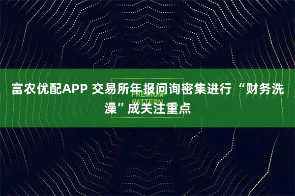 富农优配APP 交易所年报问询密集进行 “财务洗澡”成关注重点
